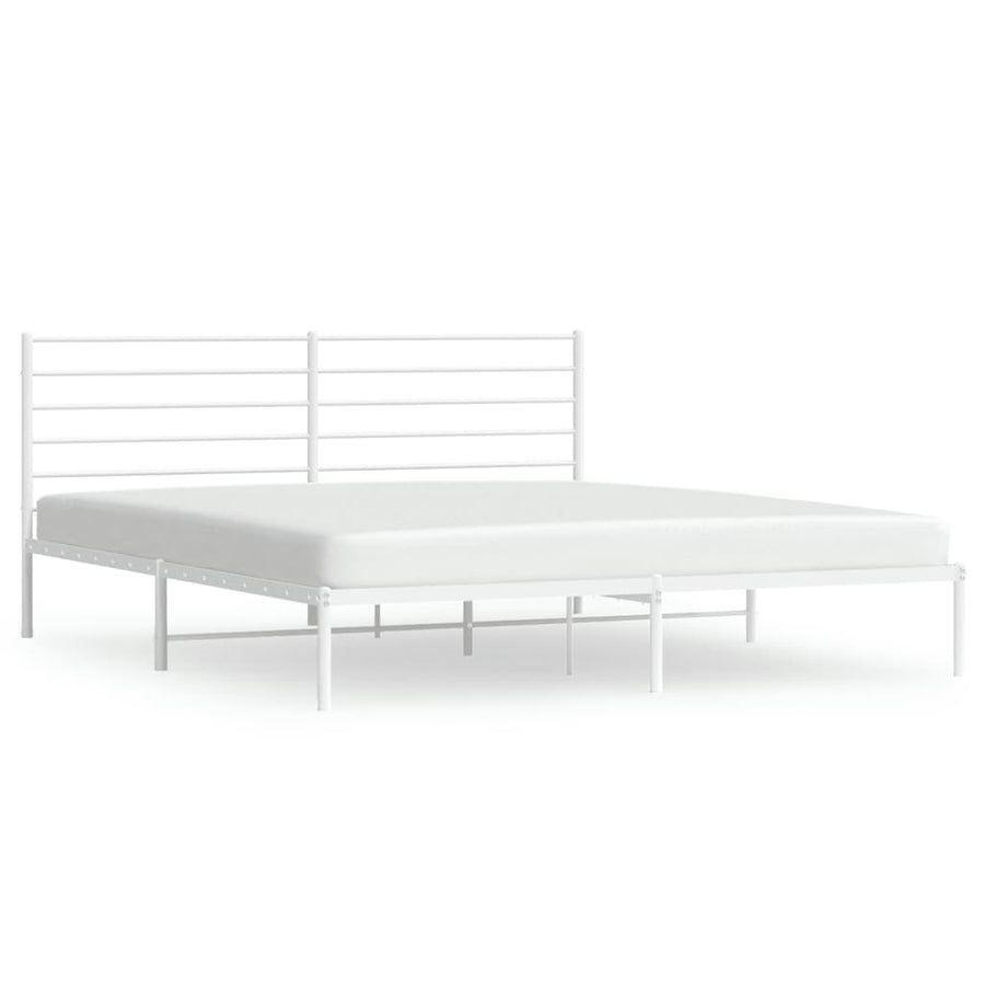 Bedframe Metaal 193 x 203 cm Wit met hoofdbord