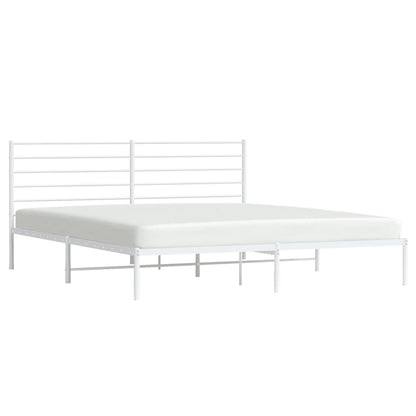 Bedframe Metaal 193 x 203 cm Wit met hoofdbord