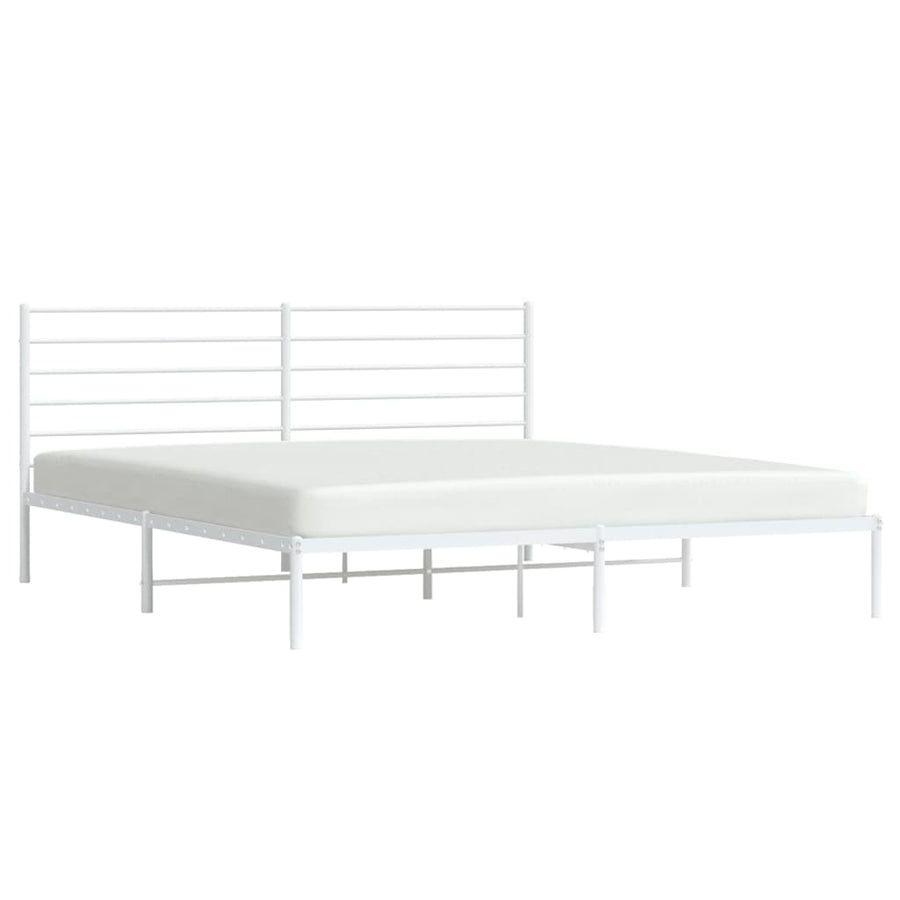 Bedframe Metaal 193 x 203 cm Wit met hoofdbord