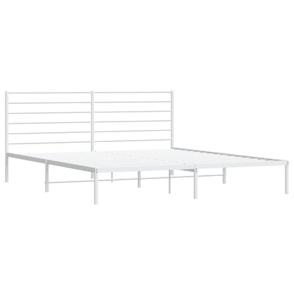 Bedframe Metaal 193 x 203 cm Wit met hoofdbord