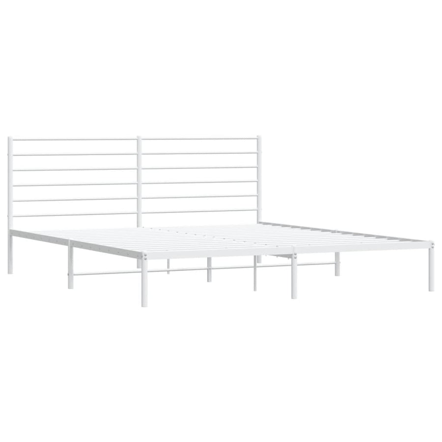 Bedframe Metaal 193 x 203 cm Wit met hoofdbord