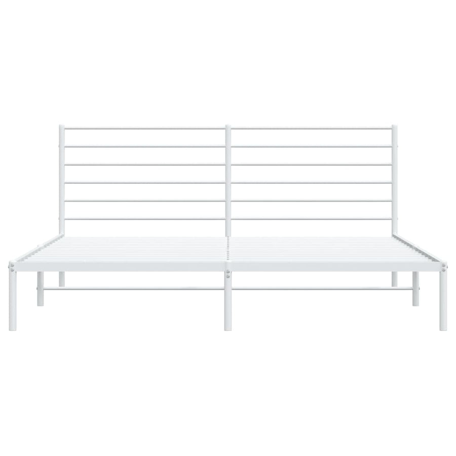 Bedframe Metaal 193 x 203 cm Wit met hoofdbord