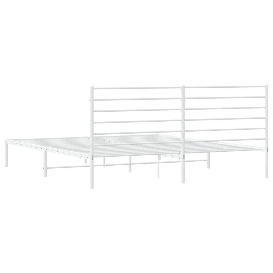 Bedframe Metaal 193 x 203 cm Wit met hoofdbord