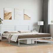 Bedframe metaal wit 193x203 cm met hoofdbord