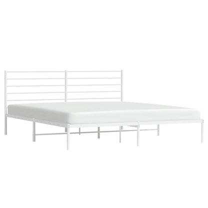 Bedframe Metaal 200 x 200 cm Wit met hoofdbord