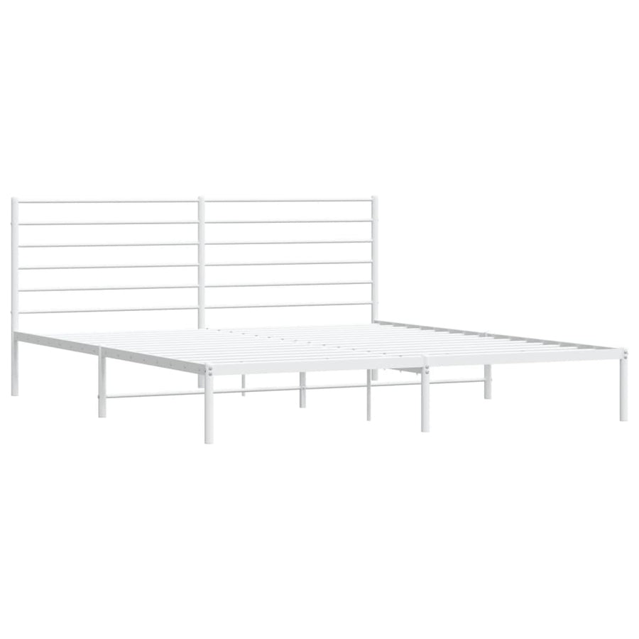 Bedframe Metaal 200 x 200 cm Wit met hoofdbord