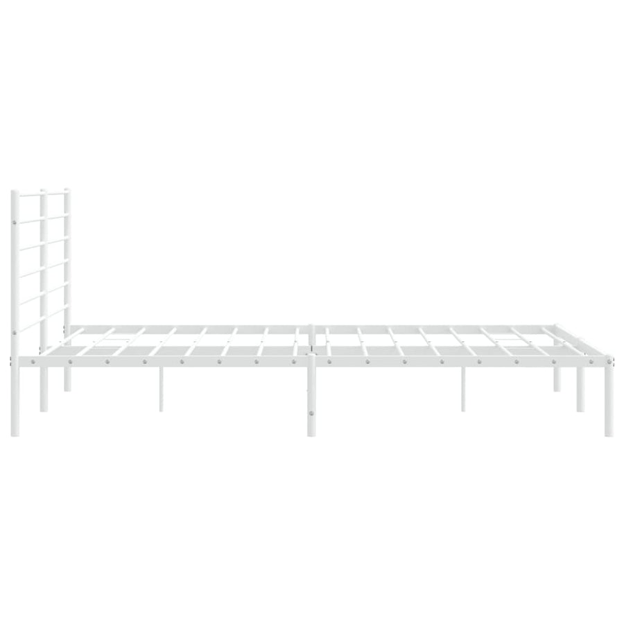 Bedframe Metaal 200 x 200 cm Wit met hoofdbord