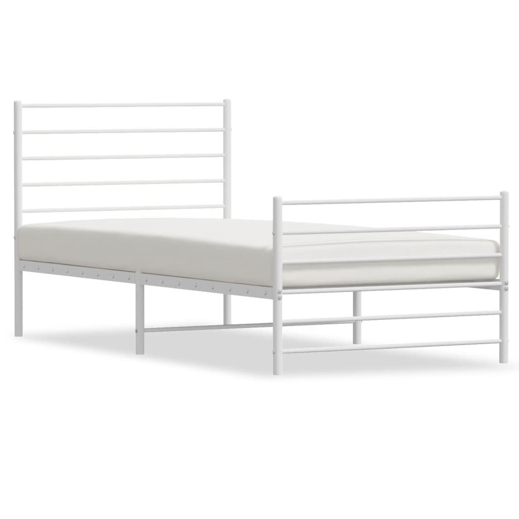 Bedframe Met Hoofd- En Voeteneinde Metaal 80 x 200 cm Wit met hoofdbord & voetbord