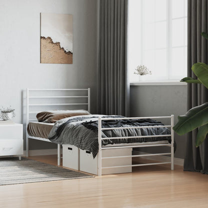 Bedframe Met Hoofd- En Voeteneinde Metaal 80 x 200 cm Wit met hoofdbord & voetbord