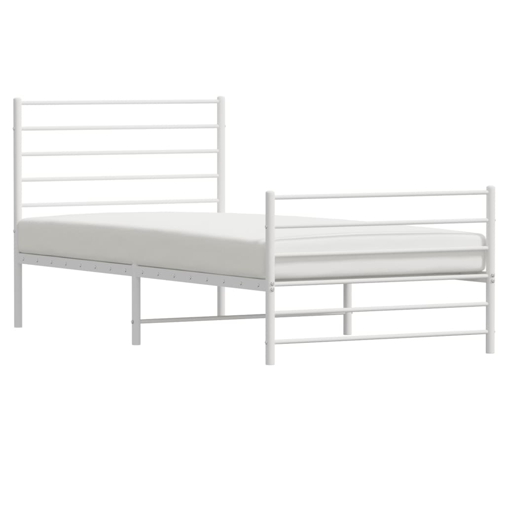 Bedframe Met Hoofd- En Voeteneinde Metaal 80 x 200 cm Wit met hoofdbord & voetbord
