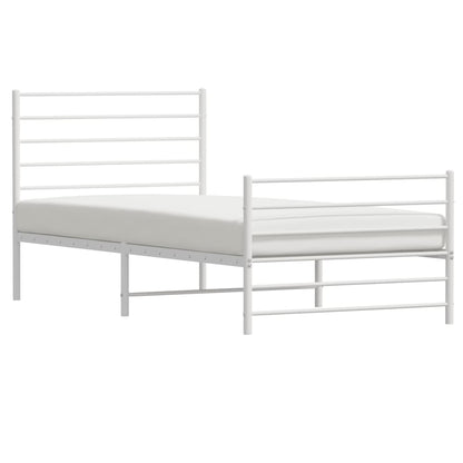 Bedframe Met Hoofd- En Voeteneinde Metaal 80 x 200 cm Wit met hoofdbord & voetbord