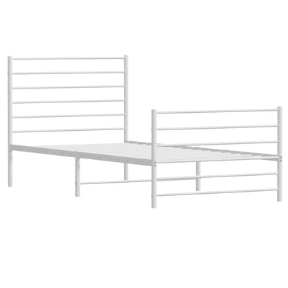 Bedframe Met Hoofd- En Voeteneinde Metaal 80 x 200 cm Wit met hoofdbord & voetbord