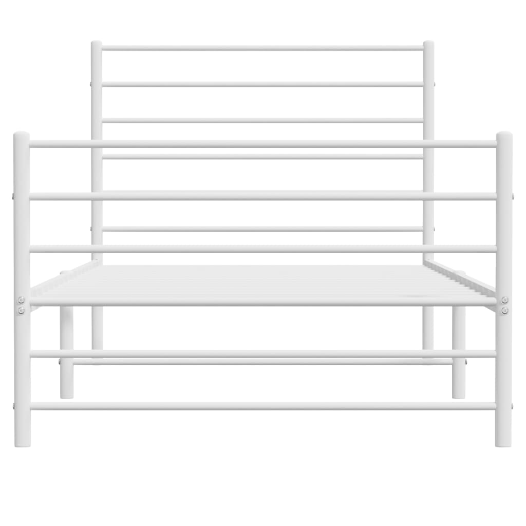 Bedframe Met Hoofd- En Voeteneinde Metaal 80 x 200 cm Wit met hoofdbord & voetbord
