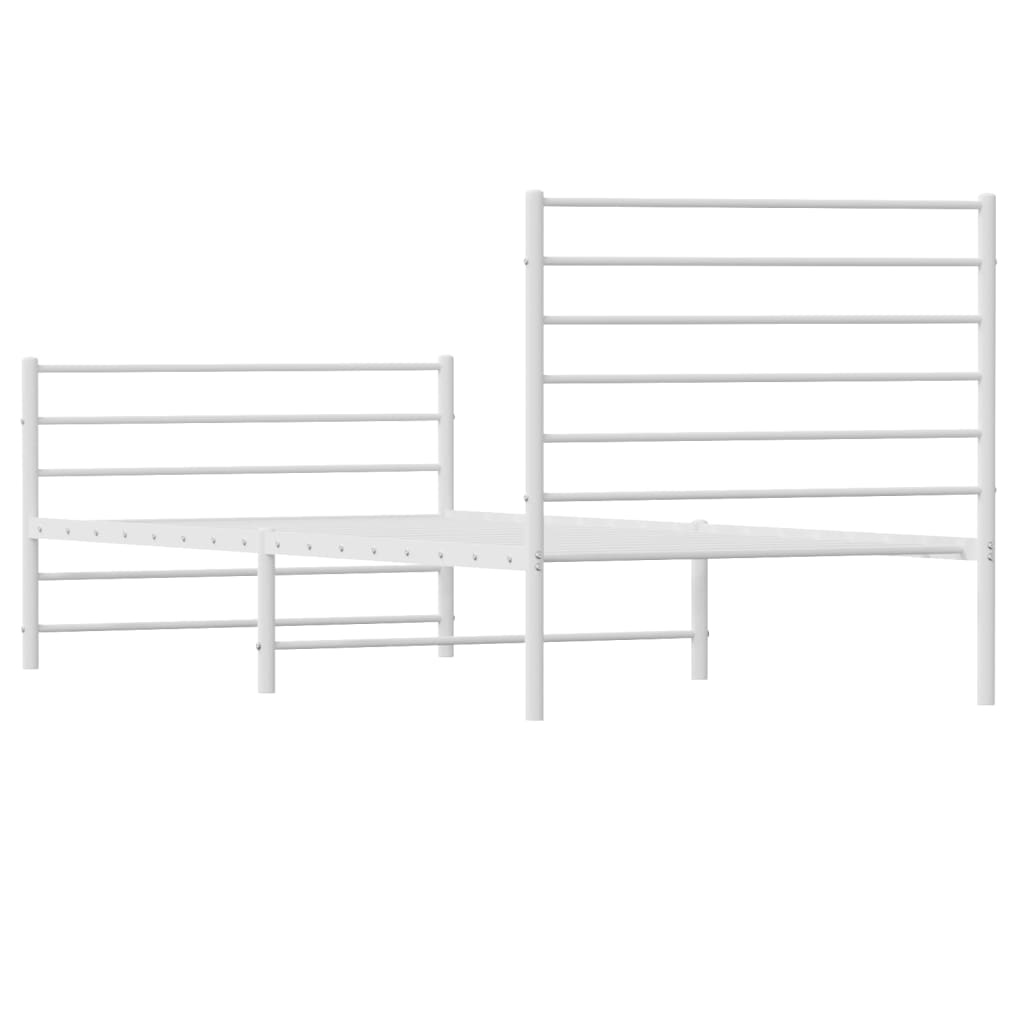 Bedframe Met Hoofd- En Voeteneinde Metaal 100 x 190 cm Wit met hoofdbord & voetbord