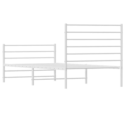 Bedframe Met Hoofd- En Voeteneinde Metaal 100 x 190 cm Wit met hoofdbord & voetbord