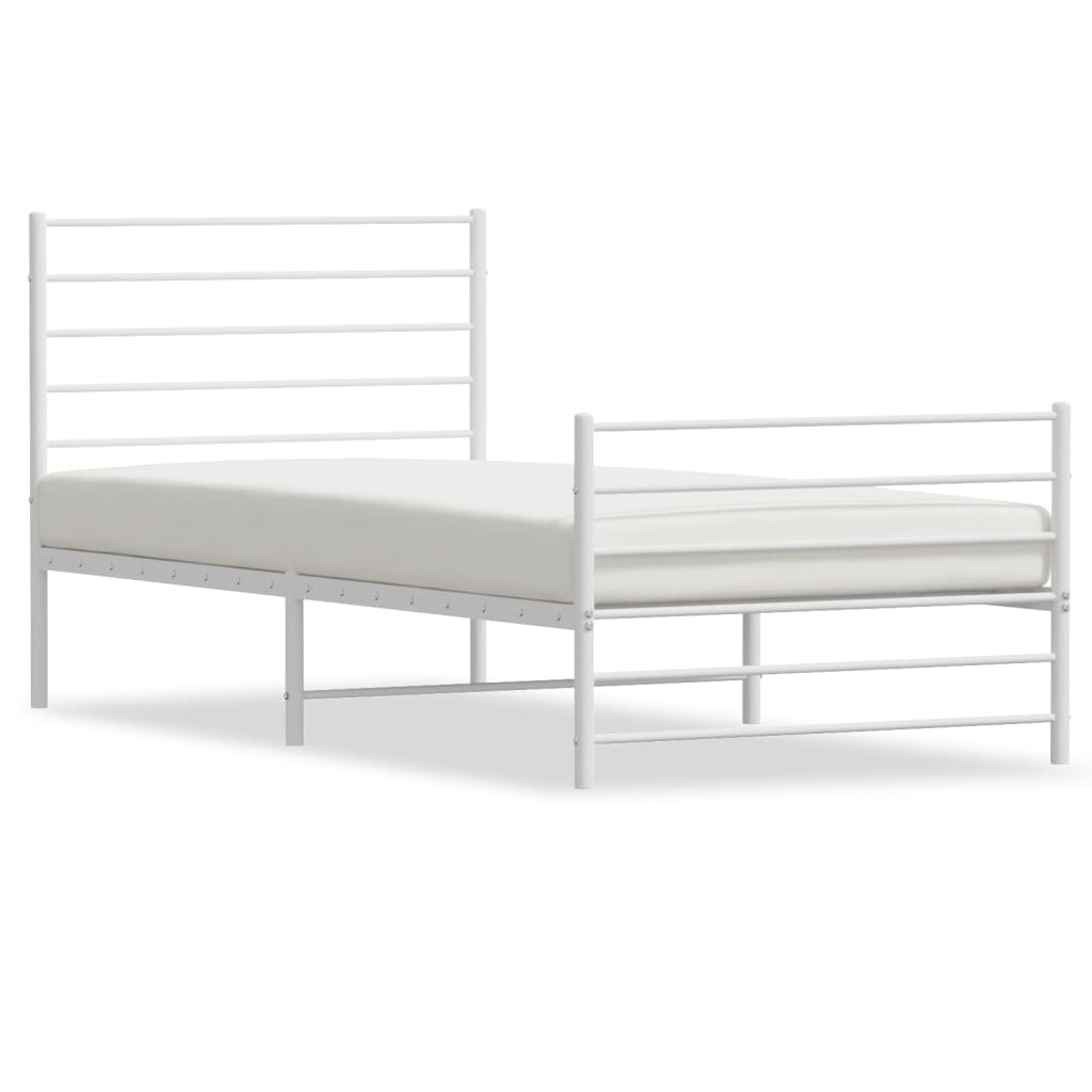 Bedframe Met Hoofd- En Voeteneinde Metaal 100 x 200 cm Wit met hoofdbord & voetbord
