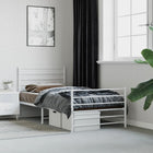 Bedframe Met Hoofd- En Voeteneinde Metaal 100 x 200 cm Wit met hoofdbord & voetbord