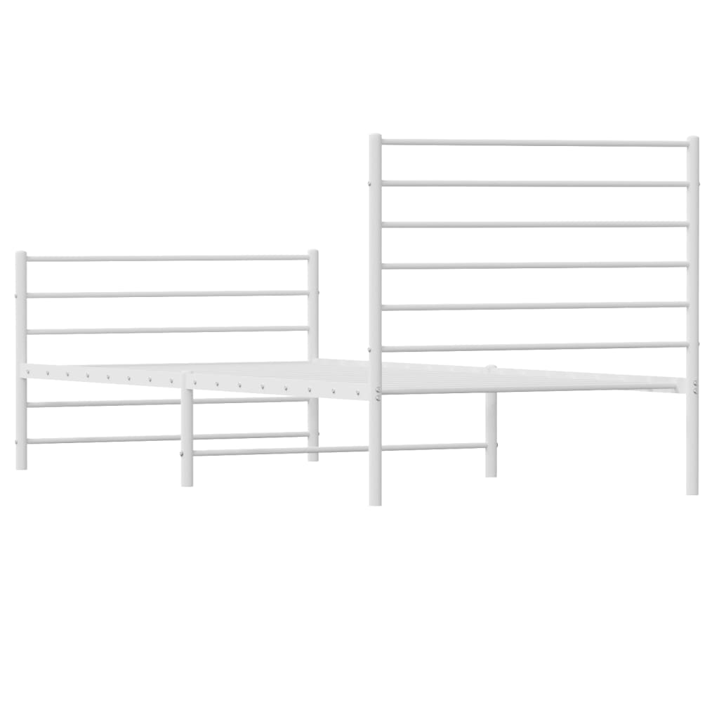 Bedframe Met Hoofd- En Voeteneinde Metaal 107 x 203 cm Wit met hoofdbord & voetbord