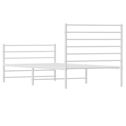 Bedframe Met Hoofd- En Voeteneinde Metaal 107 x 203 cm Wit met hoofdbord & voetbord
