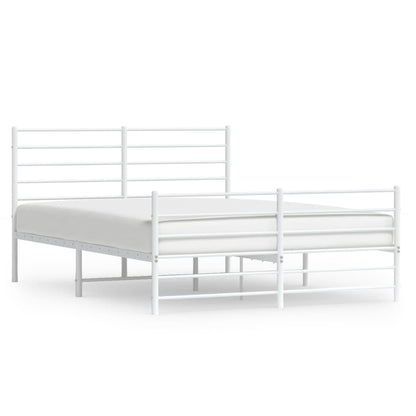 Bedframe Met Hoofd- En Voeteneinde Metaal 120 X 190 Cm Wit met hoofdbord & voetbord