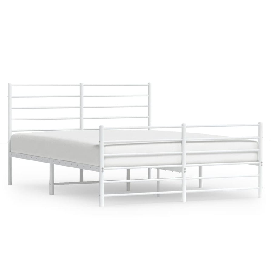 Bedframe Met Hoofd- En Voeteneinde Metaal 120 X 190 Cm Wit met hoofdbord & voetbord