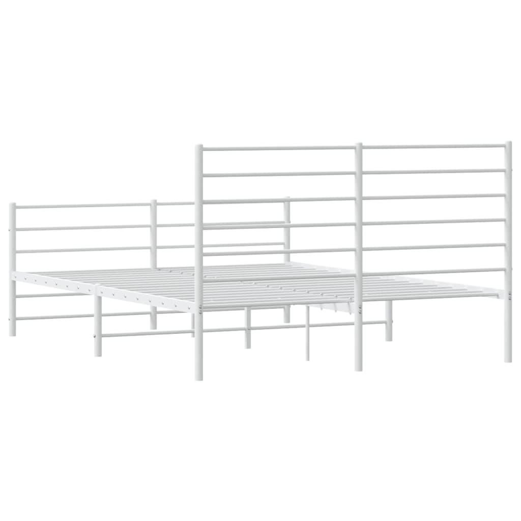 Bedframe Met Hoofd- En Voeteneinde Metaal 120 X 190 Cm Wit met hoofdbord & voetbord