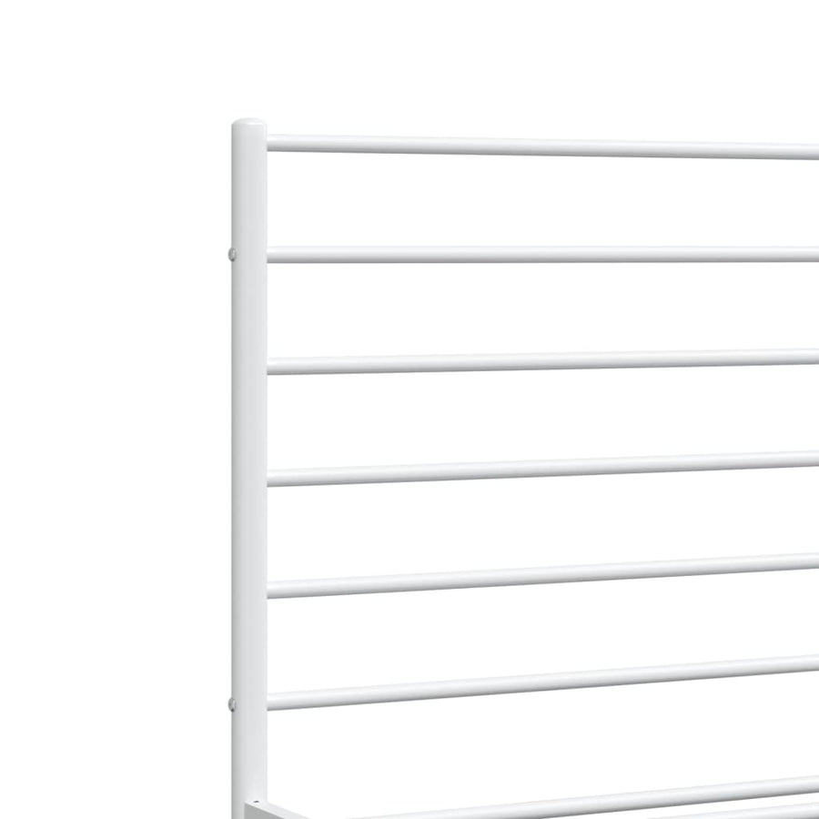 Bedframe Met Hoofd- En Voeteneinde Metaal 120 X 190 Cm Wit met hoofdbord & voetbord