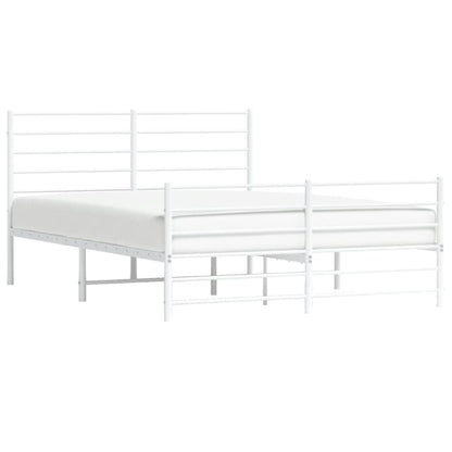 Bedframe Met Hoofd- En Voeteneinde Metaal 120 x 200 cm Wit met hoofdbord & voetbord