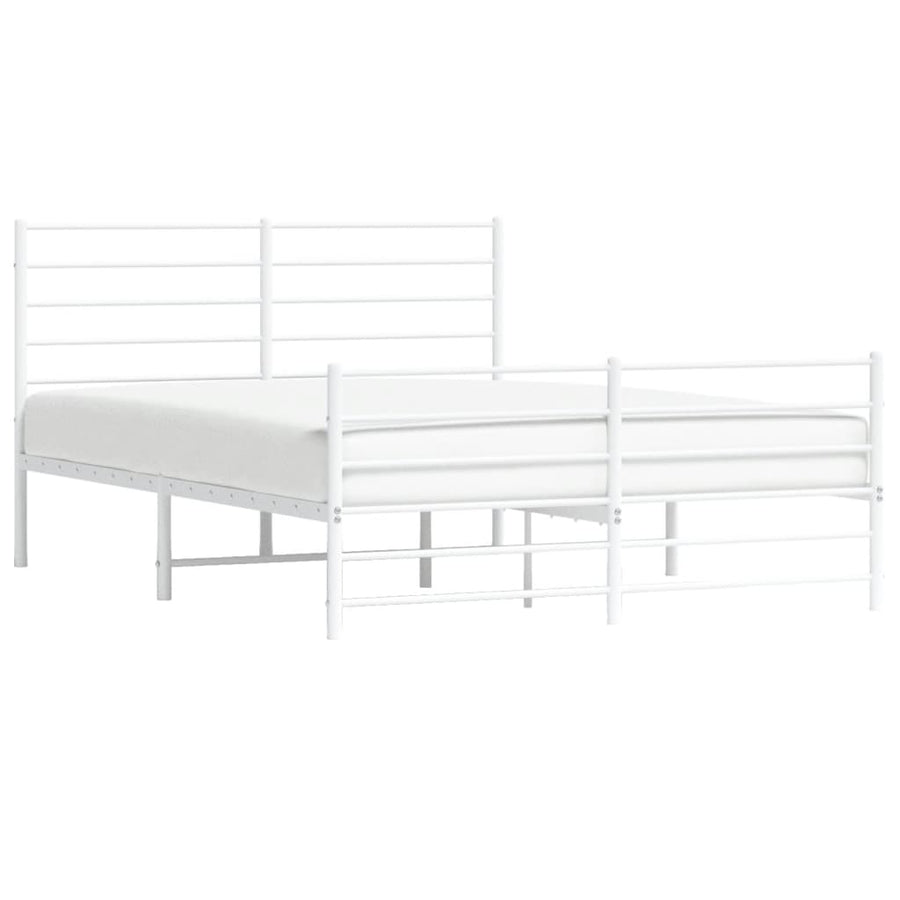 Bedframe Met Hoofd- En Voeteneinde Metaal 120 x 200 cm Wit met hoofdbord & voetbord
