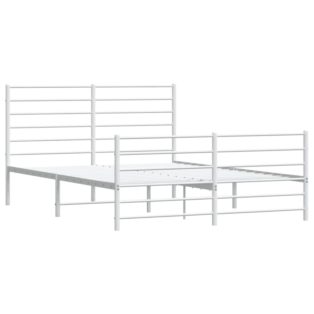 Bedframe Met Hoofd- En Voeteneinde Metaal 120 x 200 cm Wit met hoofdbord & voetbord