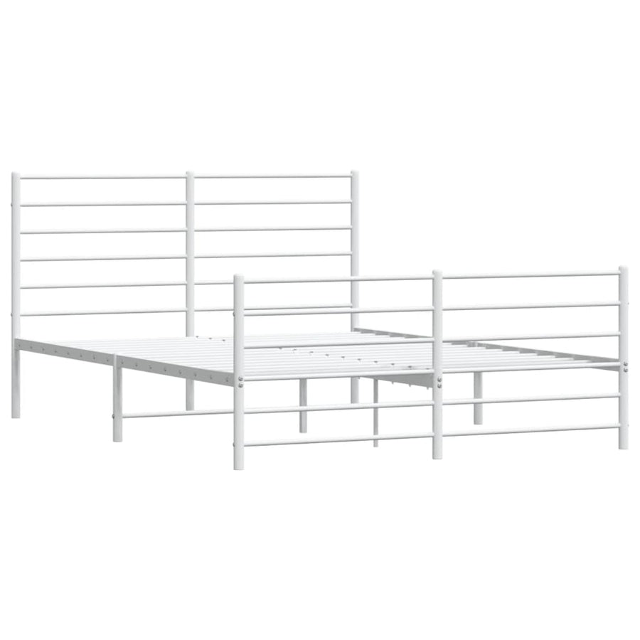 Bedframe Met Hoofd- En Voeteneinde Metaal 120 x 200 cm Wit met hoofdbord & voetbord