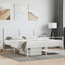 Bedframe Met Hoofd- En Voeteneinde Metaal 120 x 200 cm Wit met hoofdbord & voetbord