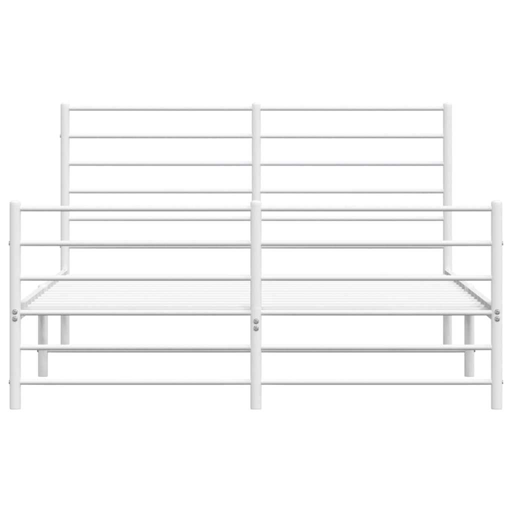 Bedframe Met Hoofd- En Voeteneinde Metaal 135 x 190 cm Wit met hoofdbord & voetbord