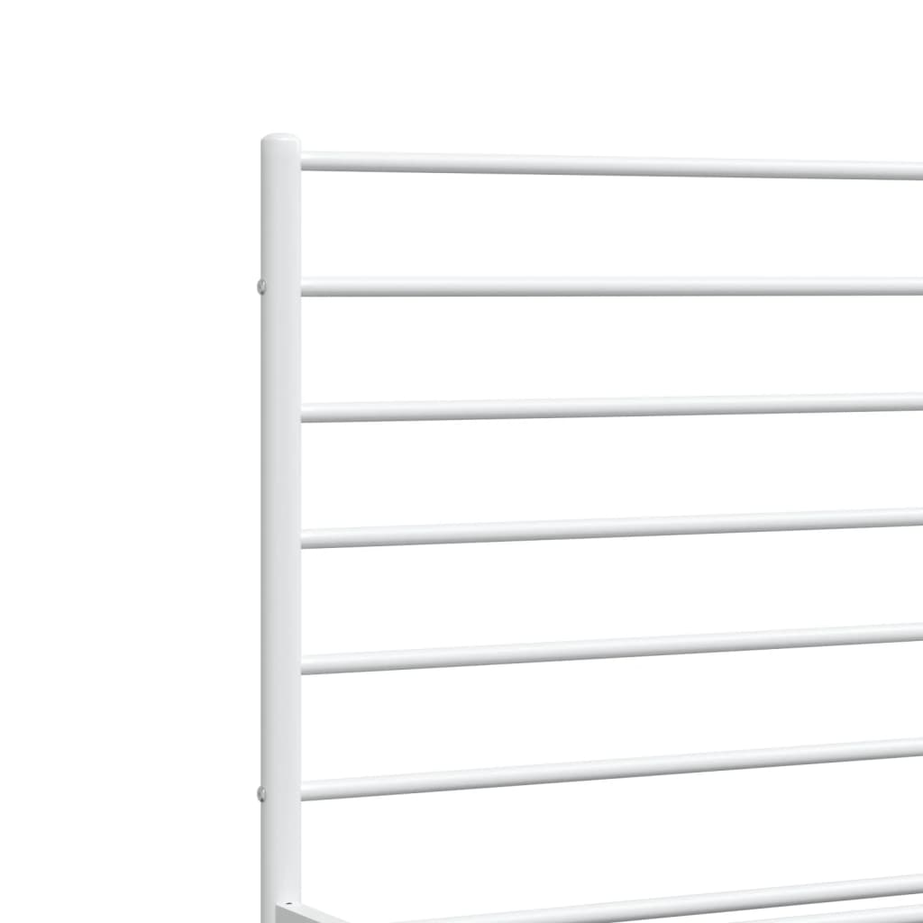 Bedframe Met Hoofd- En Voeteneinde Metaal 135 x 190 cm Wit met hoofdbord & voetbord