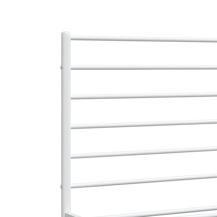 Bedframe Met Hoofd- En Voeteneinde Metaal 135 x 190 cm Wit met hoofdbord & voetbord