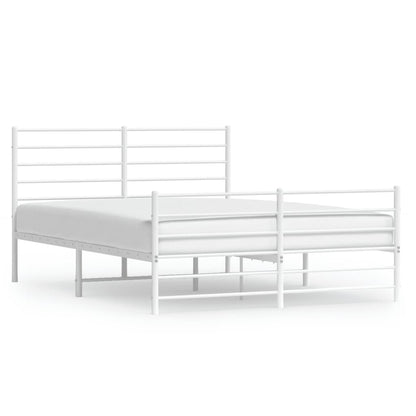 Bedframe Met Hoofd- En Voeteneinde Metaal 140 x 190 cm Wit met hoofdbord & voetbord