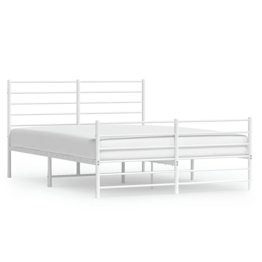 Bedframe Met Hoofd- En Voeteneinde Metaal 140 x 190 cm Wit met hoofdbord & voetbord