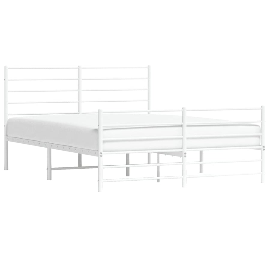 Bedframe Met Hoofd- En Voeteneinde Metaal 140 x 190 cm Wit met hoofdbord & voetbord