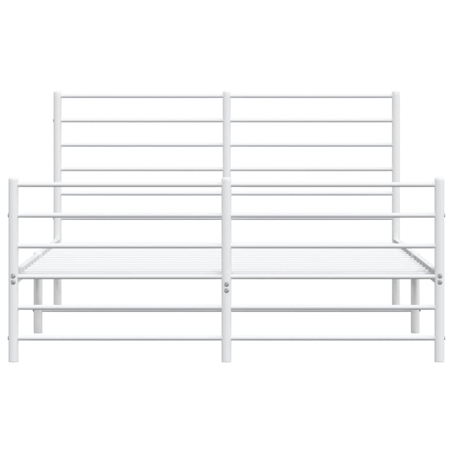 Bedframe Met Hoofd- En Voeteneinde Metaal 140 x 190 cm Wit met hoofdbord & voetbord