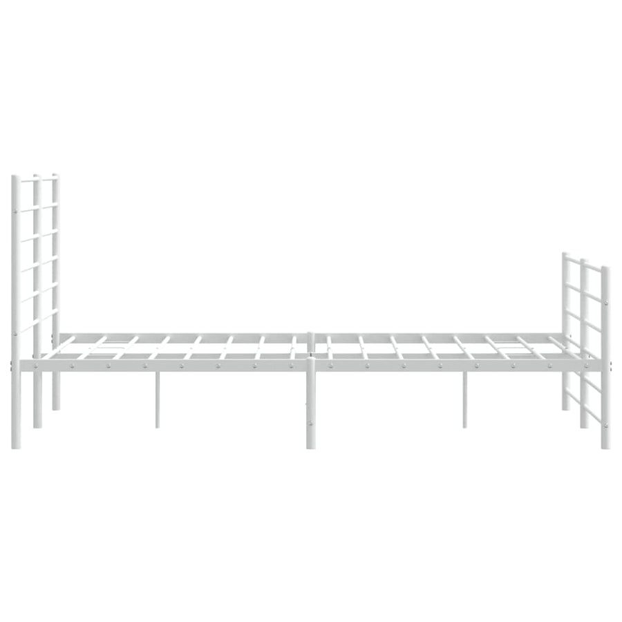 Bedframe Met Hoofd- En Voeteneinde Metaal 140 x 190 cm Wit met hoofdbord & voetbord