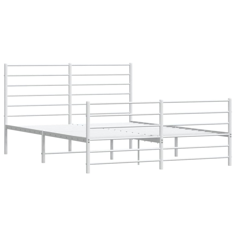 Bedframe Met Hoofd- En Voeteneinde Metaal 140 x 200 cm Wit met hoofdbord & voetbord