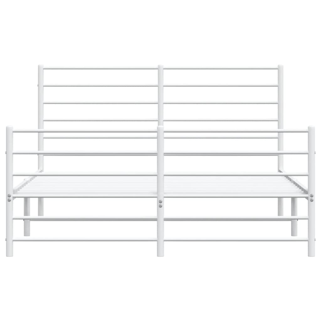 Bedframe Met Hoofd- En Voeteneinde Metaal 140 x 200 cm Wit met hoofdbord & voetbord