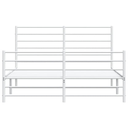 Bedframe Met Hoofd- En Voeteneinde Metaal 140 x 200 cm Wit met hoofdbord & voetbord