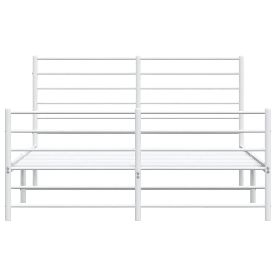 Bedframe Met Hoofd- En Voeteneinde Metaal 140 x 200 cm Wit met hoofdbord & voetbord