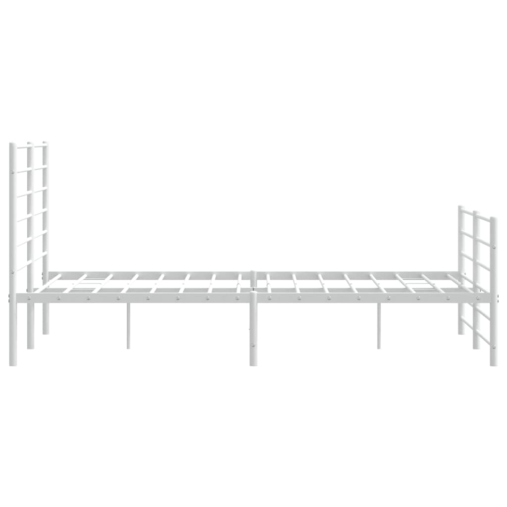Bedframe Met Hoofd- En Voeteneinde Metaal 140 x 200 cm Wit met hoofdbord & voetbord