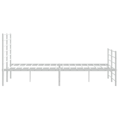 Bedframe Met Hoofd- En Voeteneinde Metaal 140 x 200 cm Wit met hoofdbord & voetbord