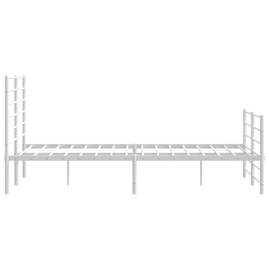 Bedframe Met Hoofd- En Voeteneinde Metaal 140 x 200 cm Wit met hoofdbord & voetbord