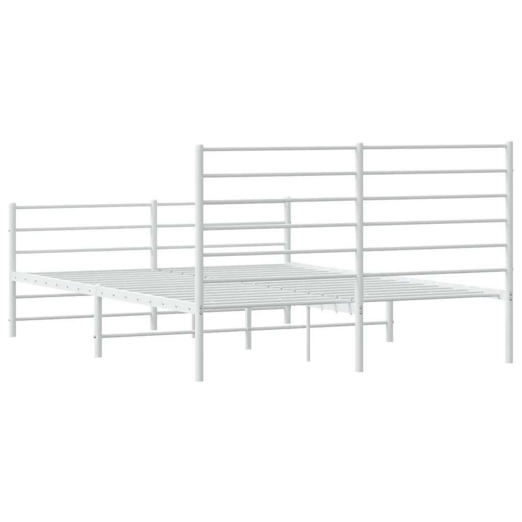 Bedframe Met Hoofd- En Voeteneinde Metaal 140 x 200 cm Wit met hoofdbord & voetbord
