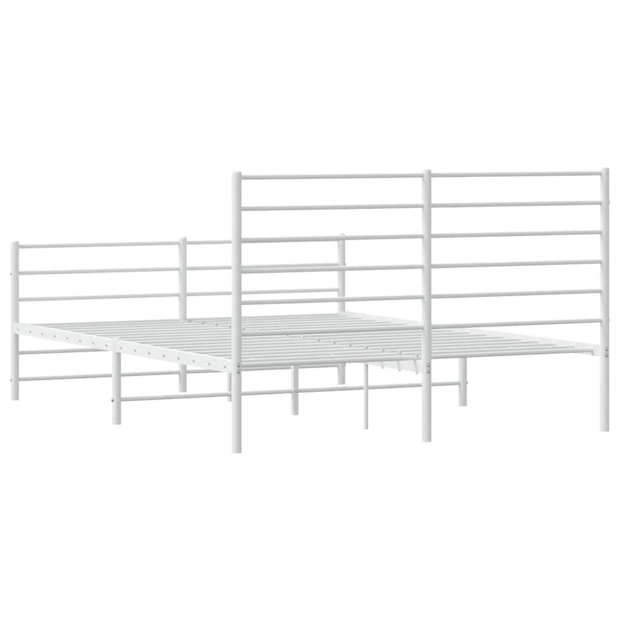 Bedframe Met Hoofd- En Voeteneinde Metaal 140 x 200 cm Wit met hoofdbord & voetbord