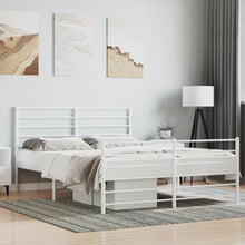 Bedframe Met Hoofd- En Voeteneinde Metaal 140 x 200 cm Wit met hoofdbord & voetbord